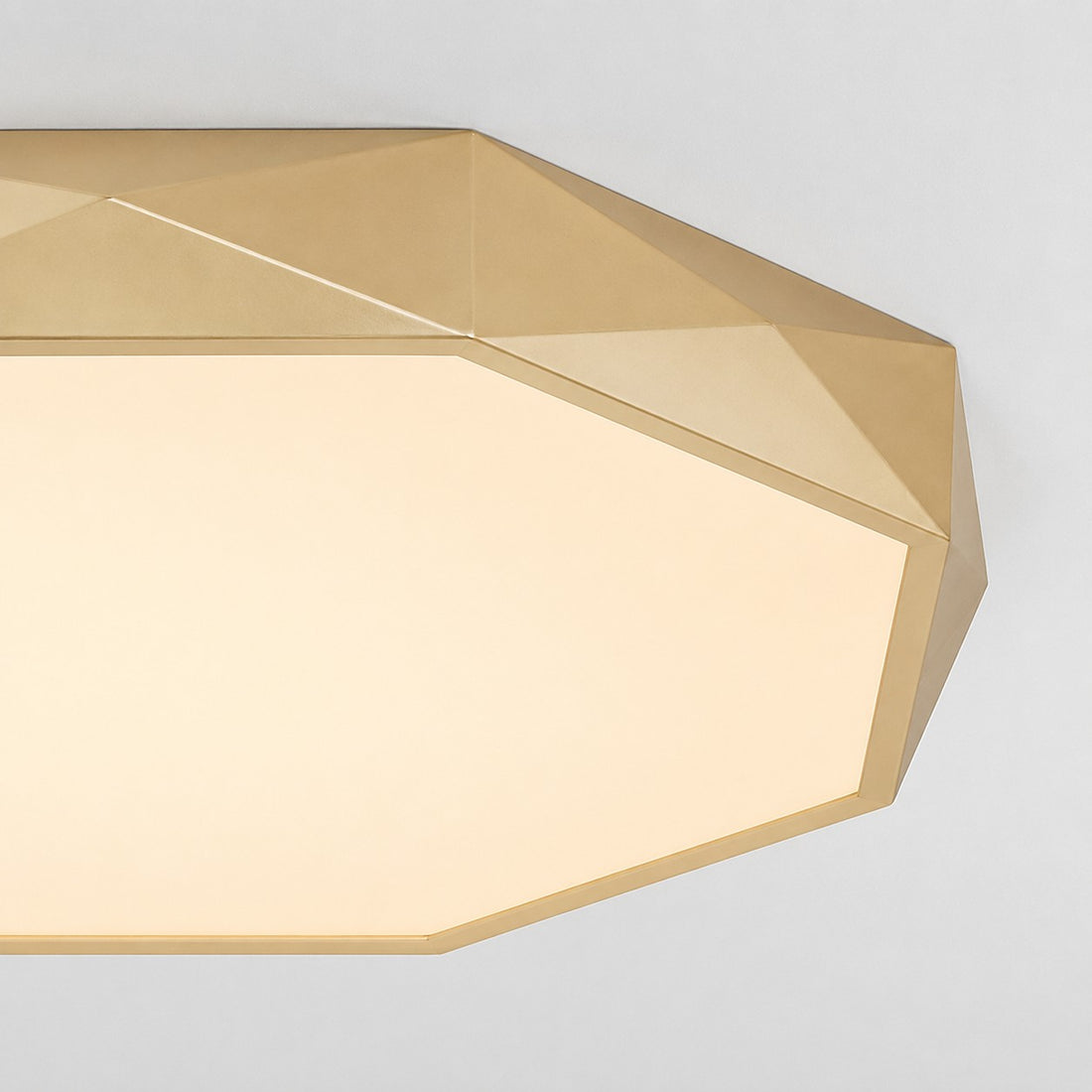 Faceted Gold Geometric LED Flush Mount Ceiling Light