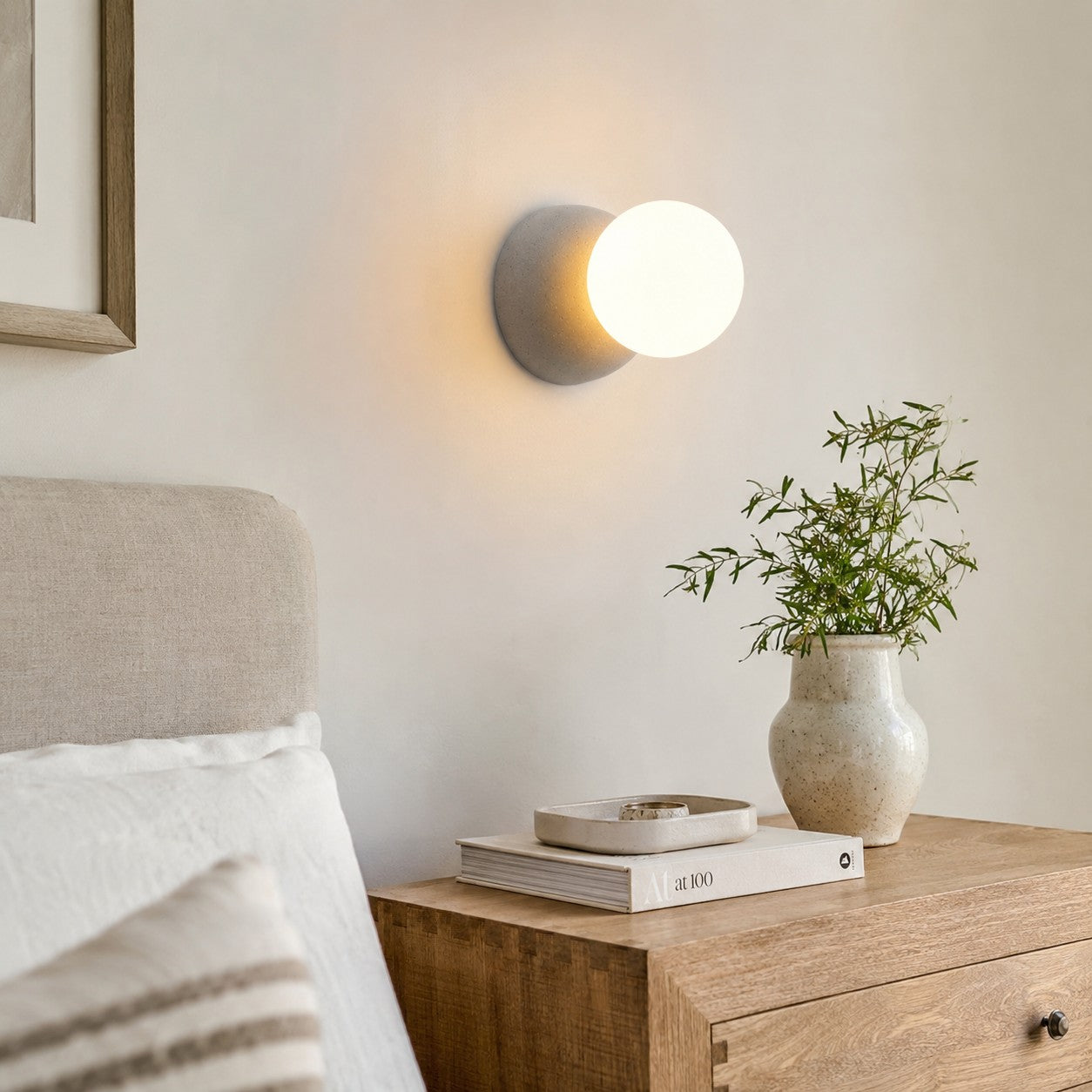 Sculptural Concrete Globe Wall Lamp
