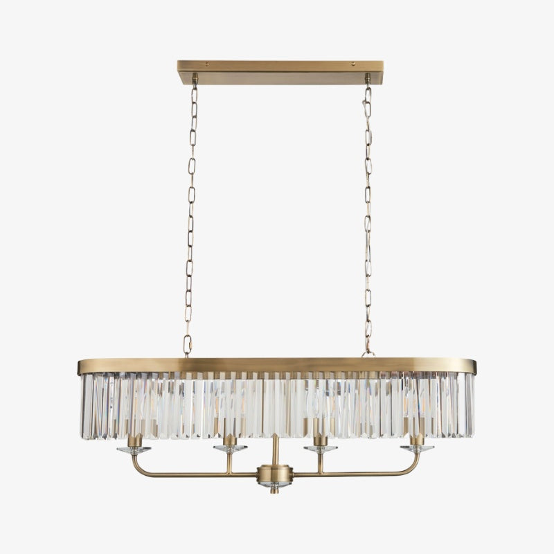 Beveline 4-Light Linear Ceiling Pendant With Cut Faceted Glass - Sleek Metal Frame For Dining