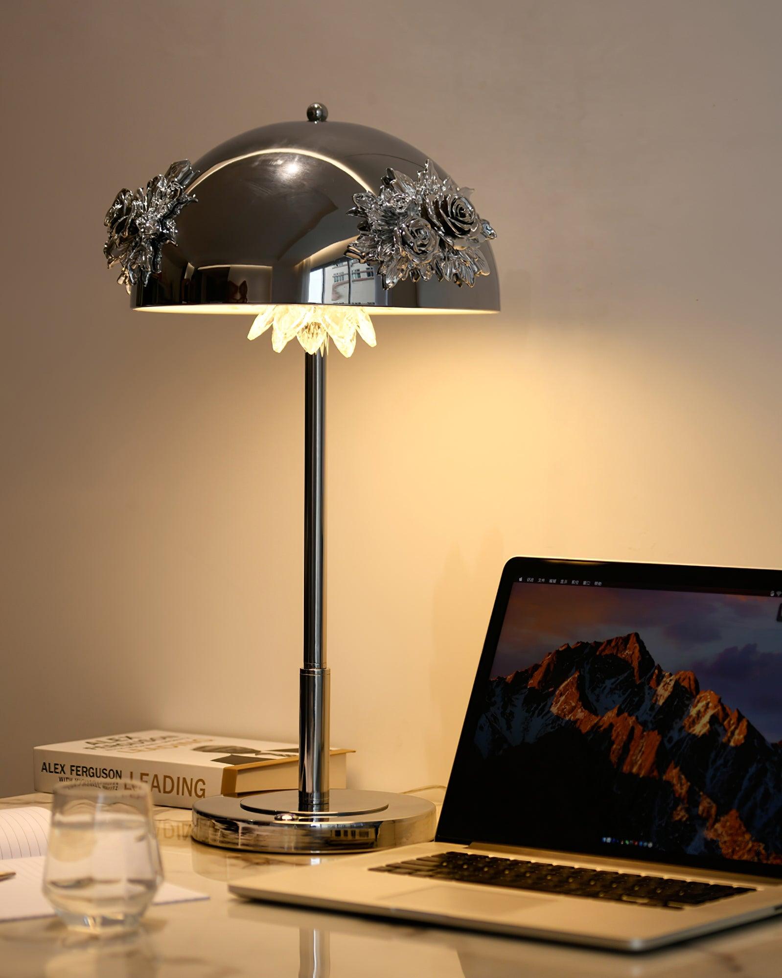 Table Lamp with Built-in Battery - Artistic Floral Light for Room