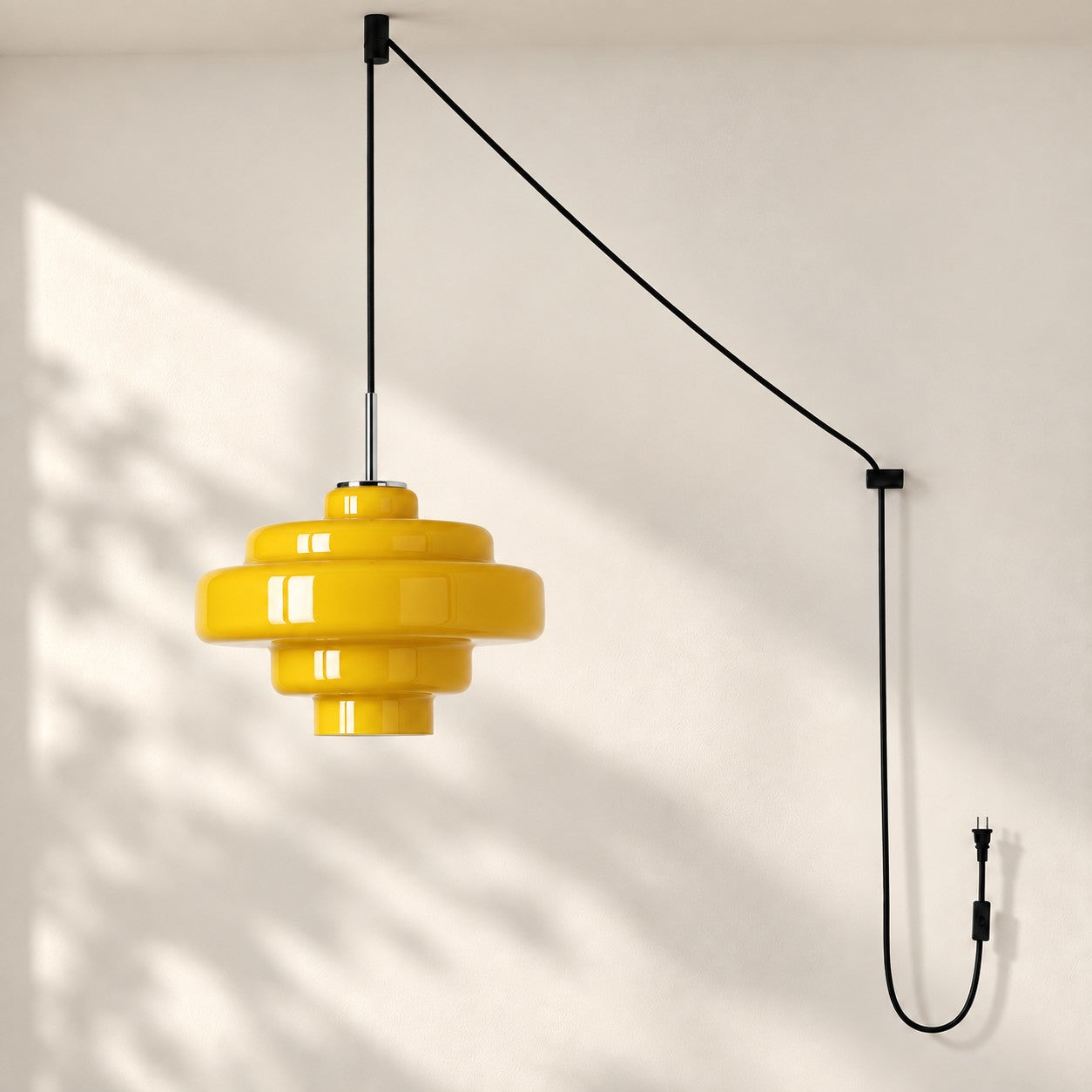 Koloro Millie Glas-Pendelleuchte mit Stecker - Retro-Pendelleuchte in bunten Farben für moderne Innenräume