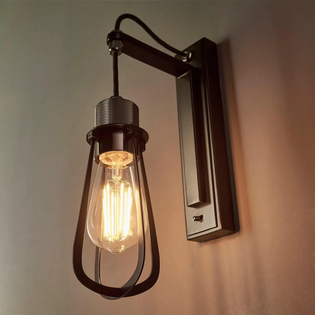 Readium Industrial Metal Wall Sconce - Modern Toggle Switch for Living Room and Study