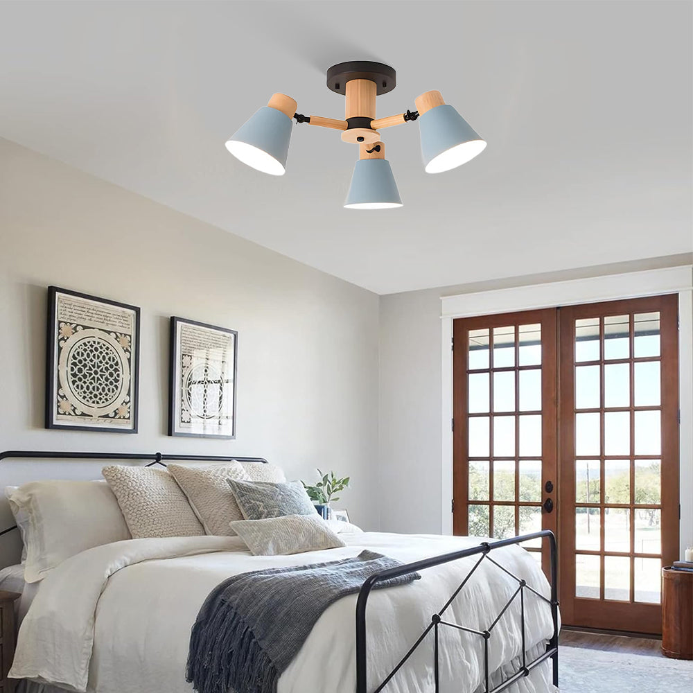 Wooden Ceiling Light - Flush Mount Living Room Lamp Natural