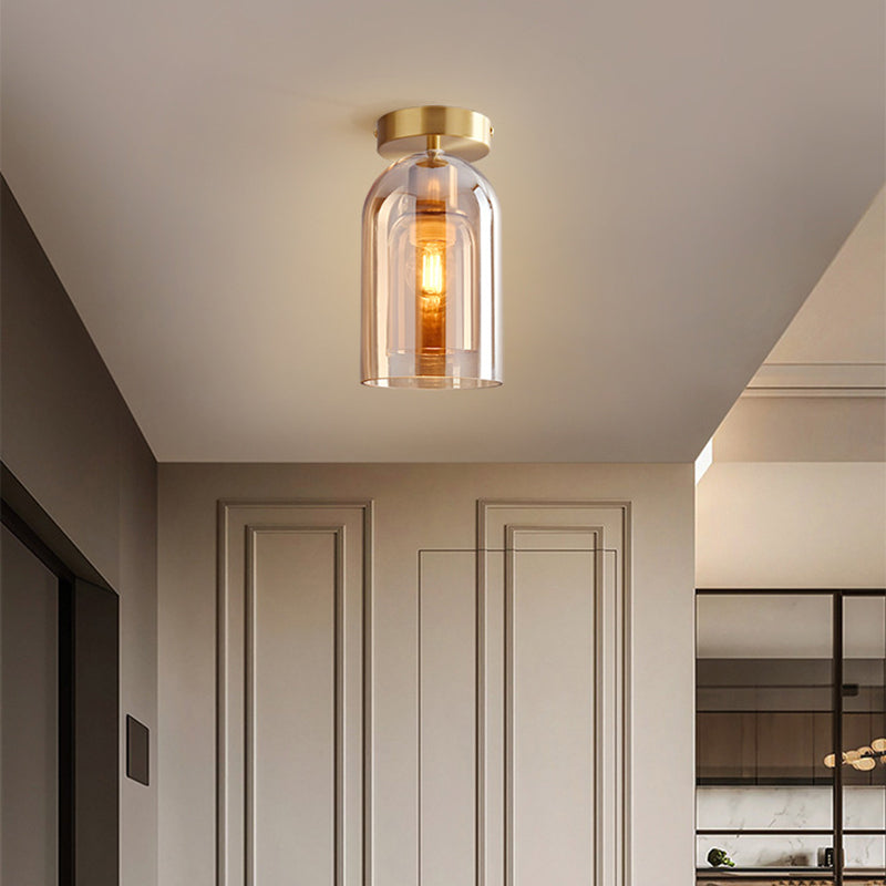 Contemporary Glass Ceiling Fixture – Semi-Flush Modern Lighting
