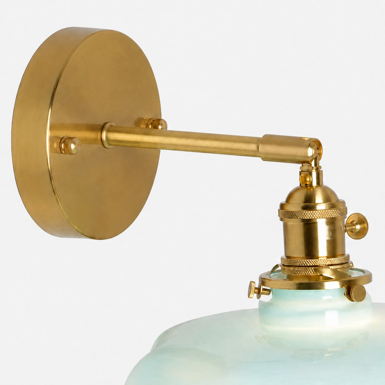 Adjustable brass arm and joint detail