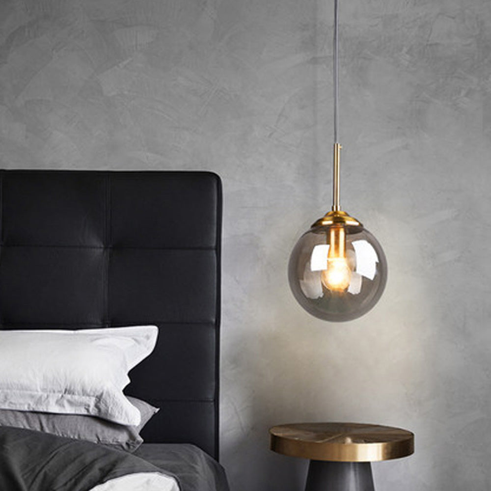Nordic Glass Orb Pendant Light - Modern Ball Fixture for Dining Room