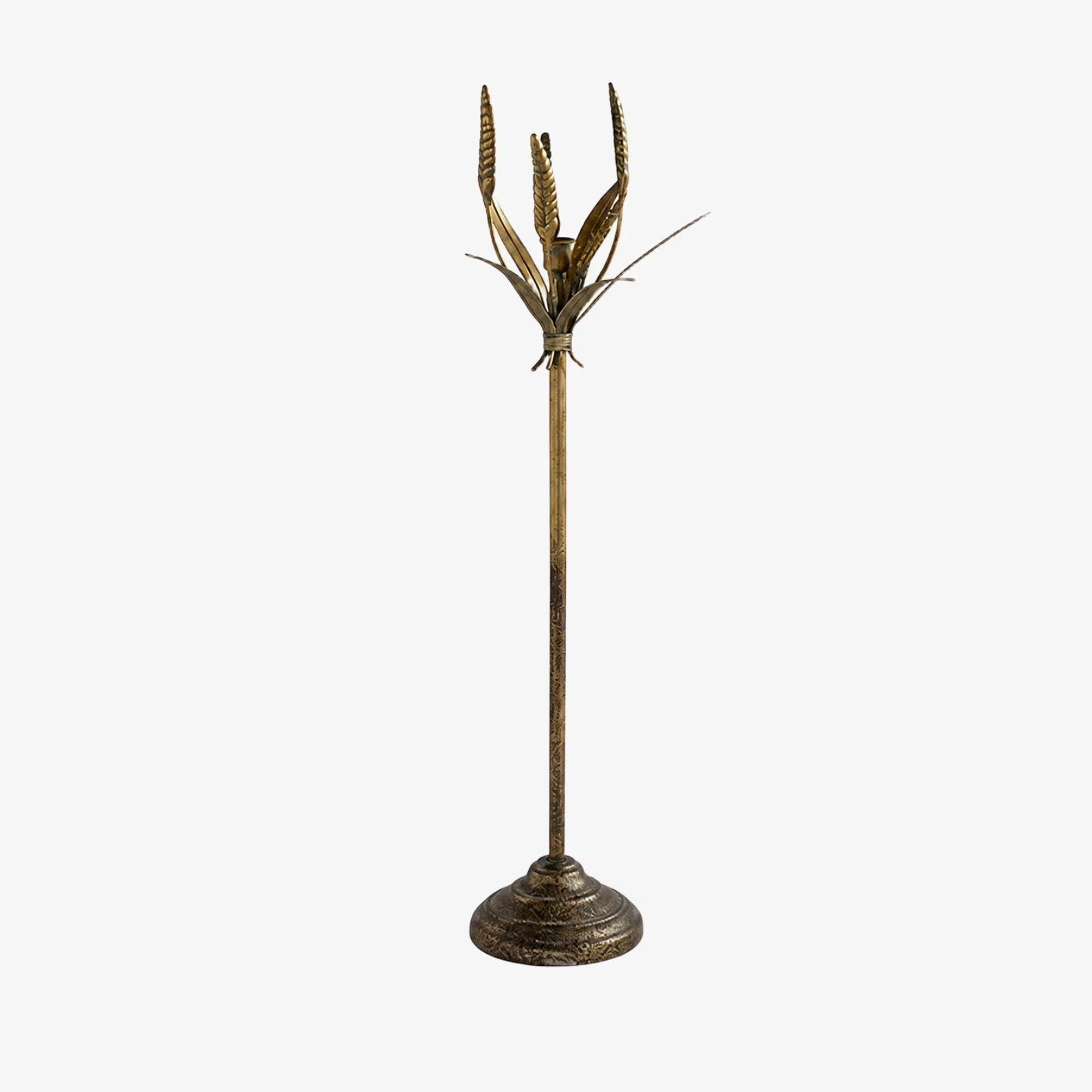 Vintage Brass Wheat Floor Candle Holder