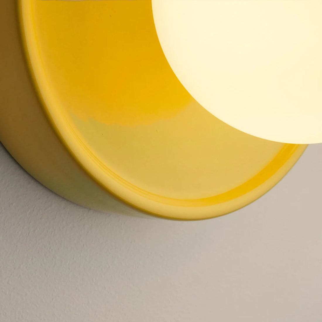 Solna Round Glass Wall Sconce with Ceramic Base—Minimalist Lighting for Bedroom or Hallway