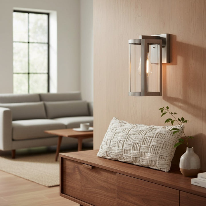 Shieldra Stainless Steel Outdoor Wall Lamp - Clear Glass Cage Waterproof Modern Sconce for Patio