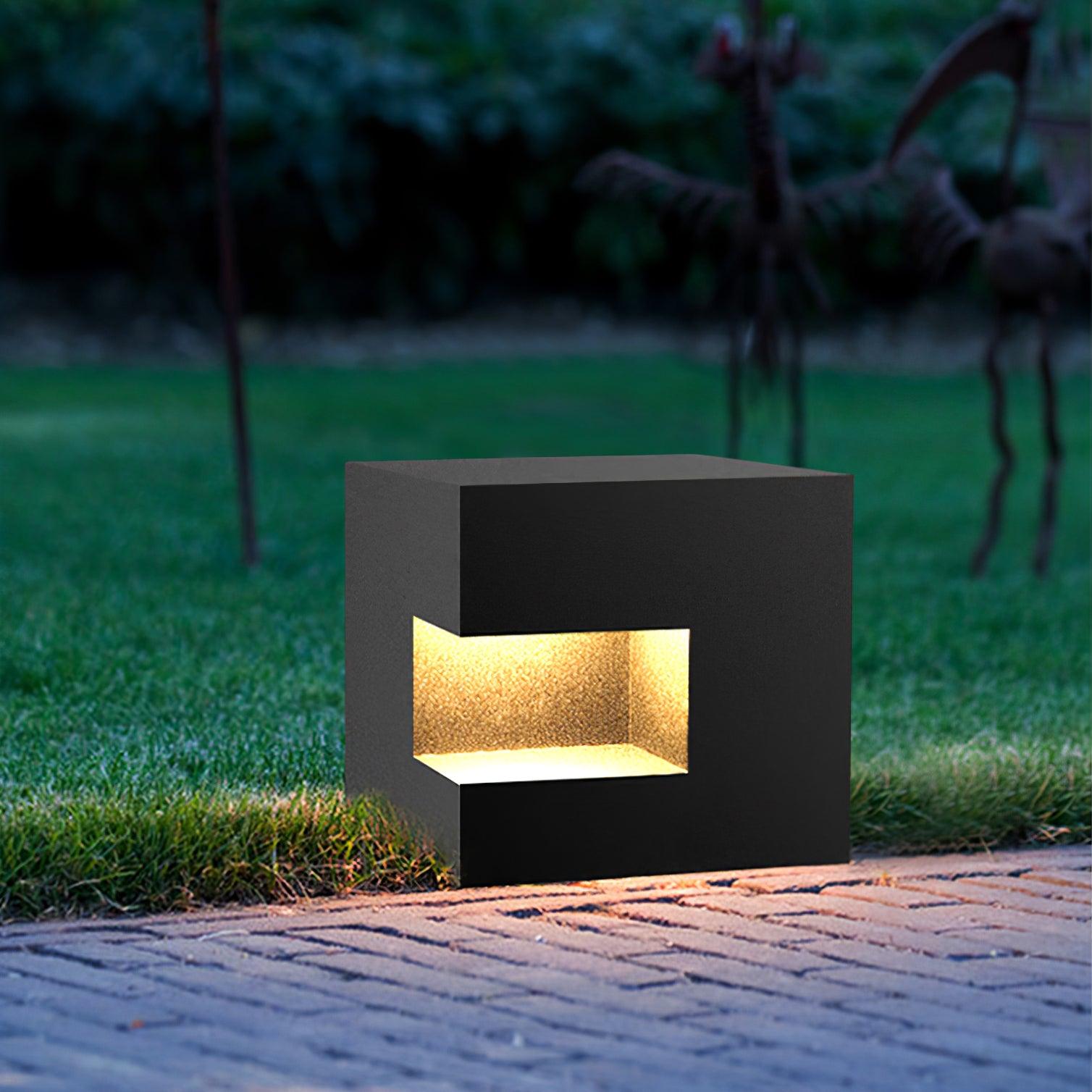 Cube Post Outdoor Light - Cube Outdoor Lamp Great for Courtyards