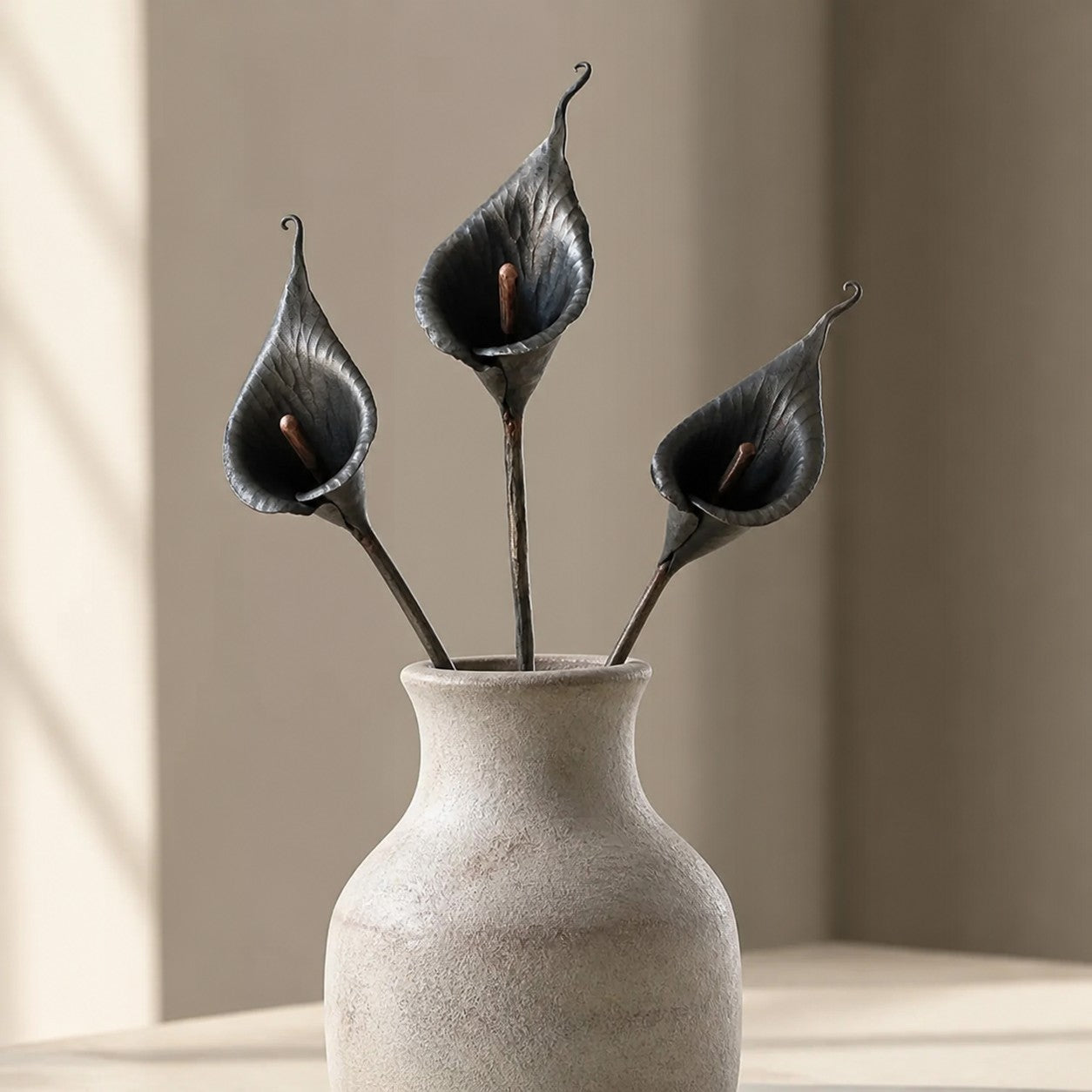 Hand-Forged Iron Calla Lily Stem Decor