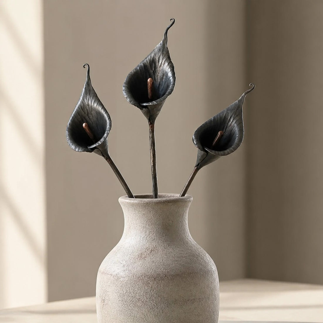 Hand-Forged Iron Calla Lily Stem Decor