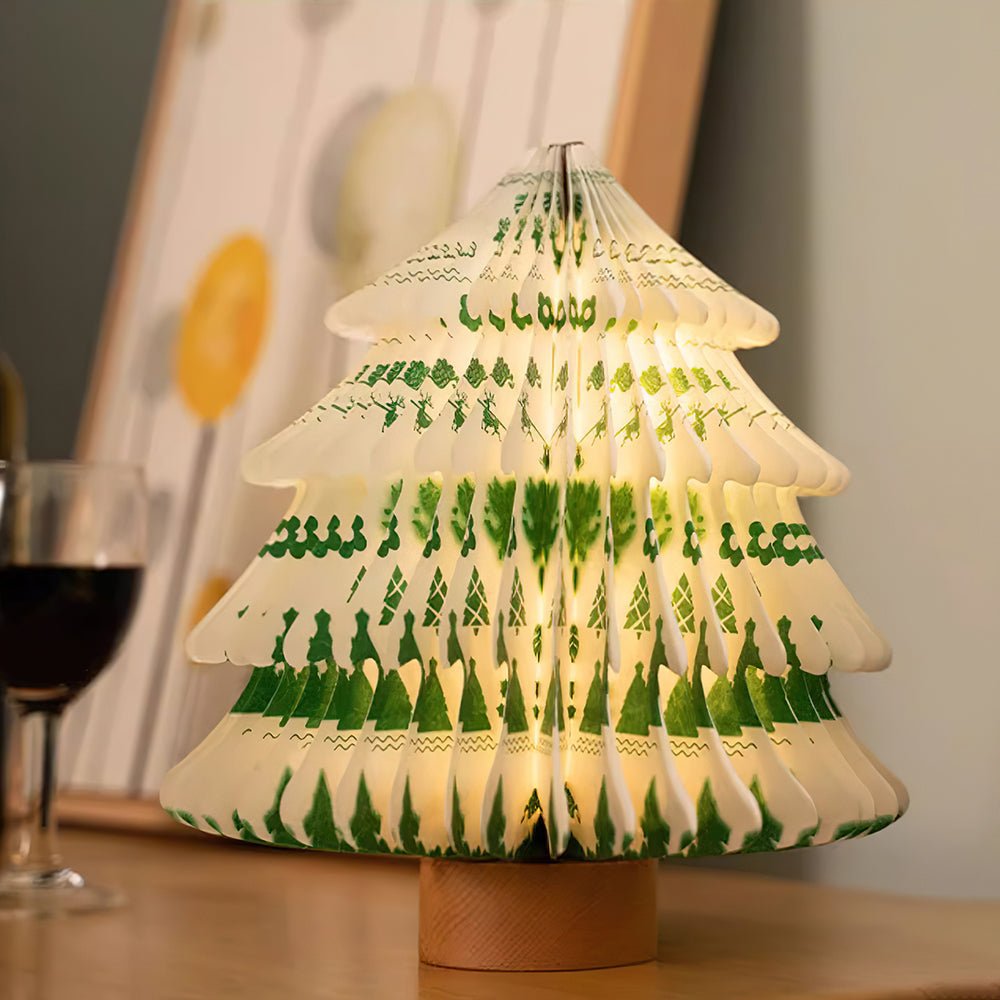 Faltbare Weihnachtsbaum-Tischlampe – LED-Licht aus Holz für das Wohnzimmer