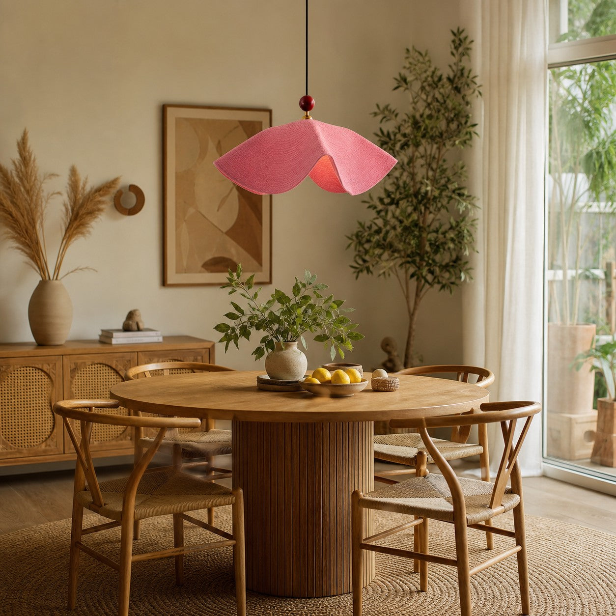 Sculptural Woven Fabric Pendant Lamp