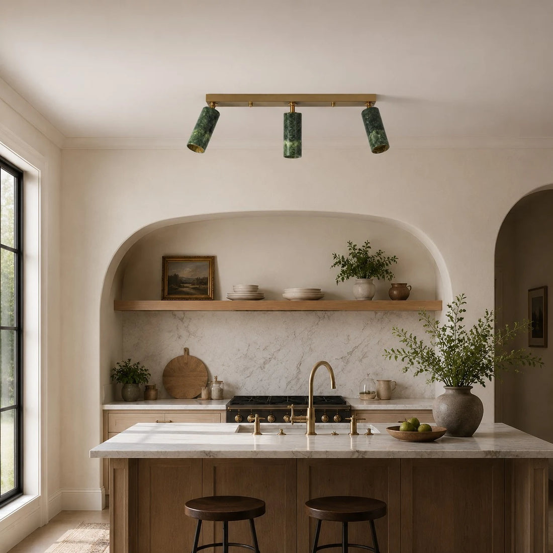 Three-light linear above kitchen