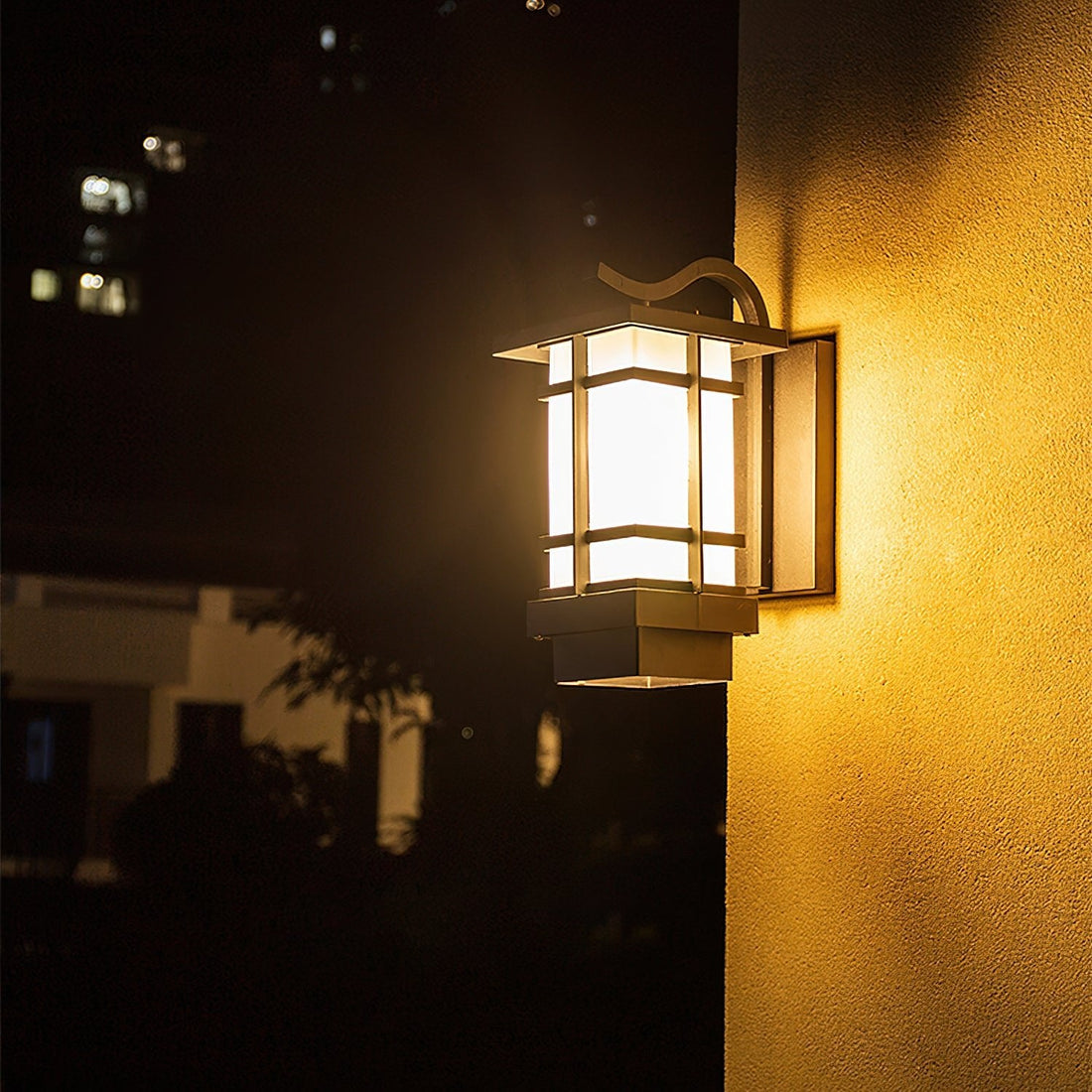 Lantern Wall Lamp - Frosted Outdoor Light for Porch & Patio