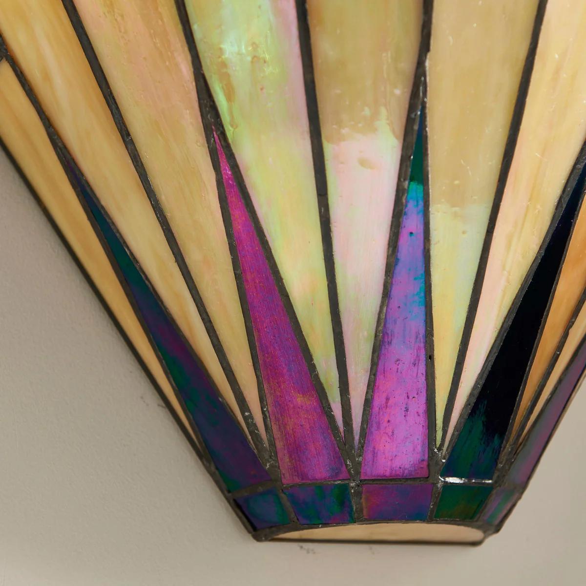 TF Dark Star Art Deco Star Tiffany Wandleuchte – Geometrische Buntglasleuchte für Flur und Wohnzimmer