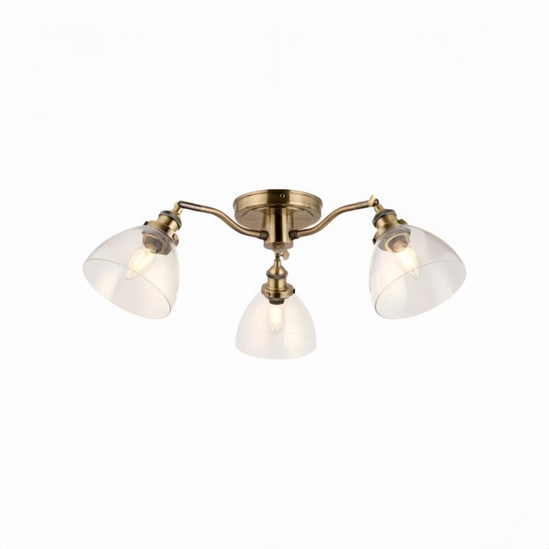 Novera Vintage-Inspired Semi-Flush Ceiling Fixture with Curved Arms for Living Spaces