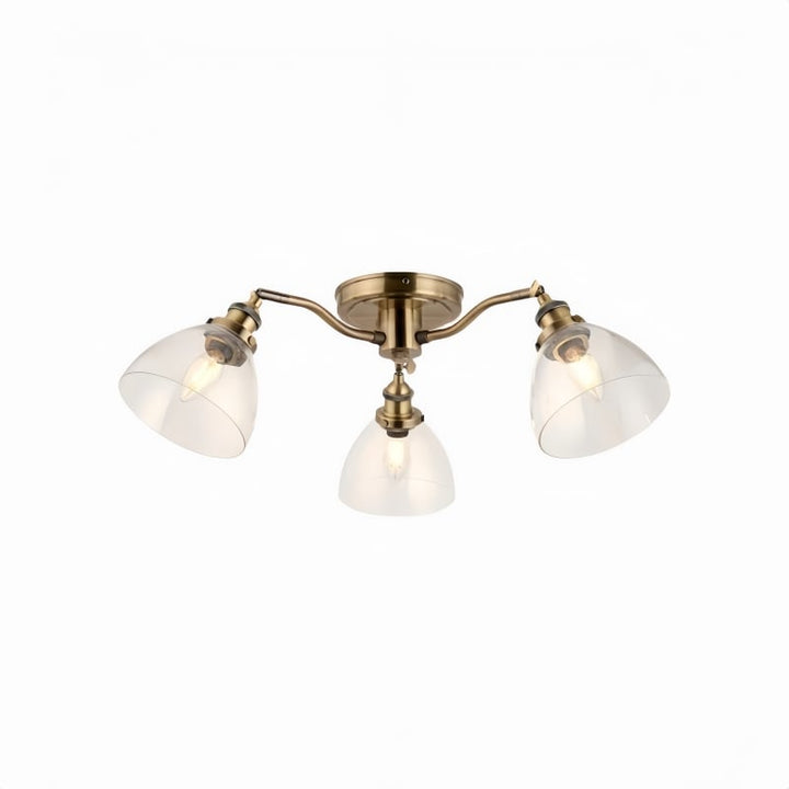 Novera Vintage-Inspired Semi-Flush Ceiling Fixture with Curved Arms for Living Spaces