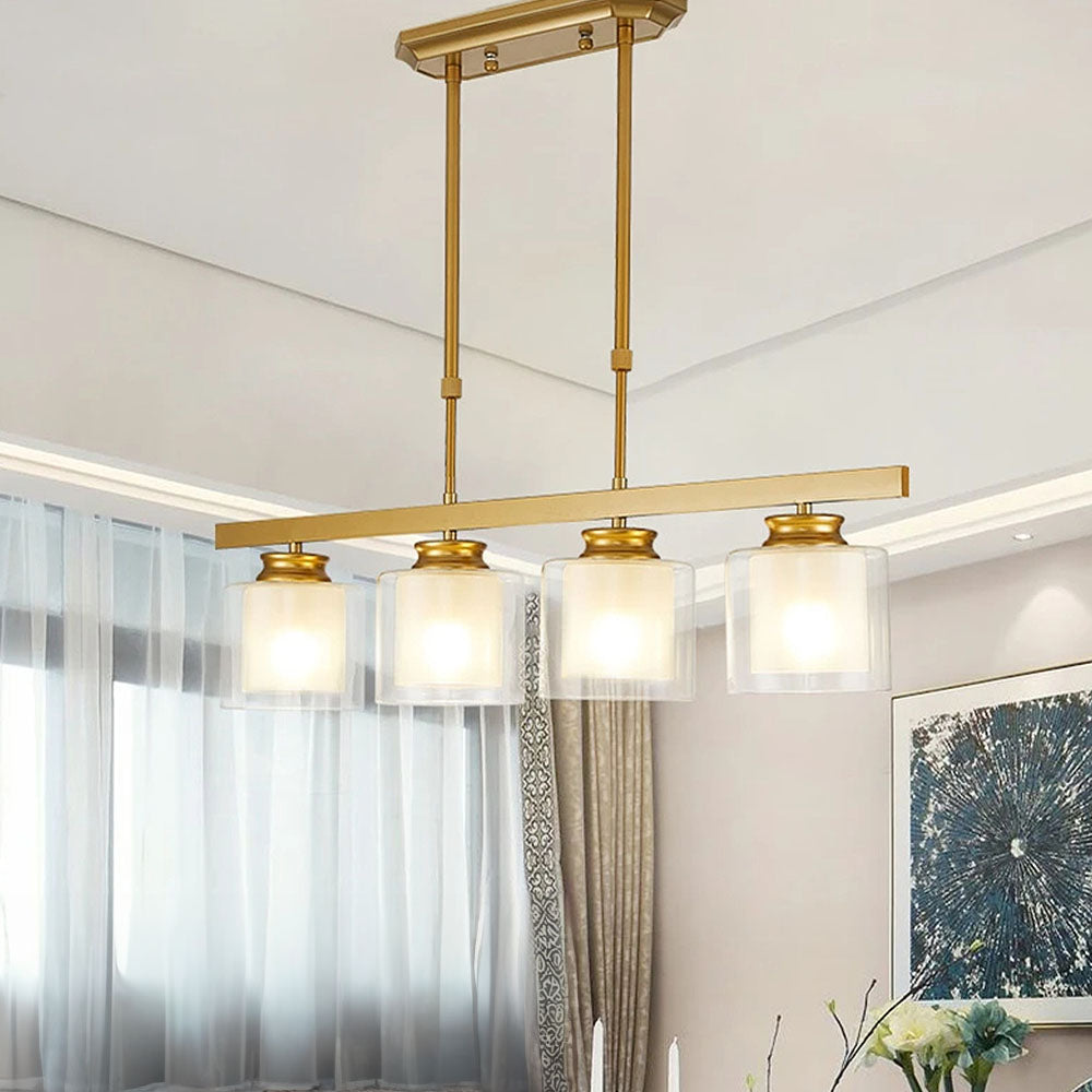 Kitchen Island Pendant Light - Modern Adjustable Height Glass Lighting
