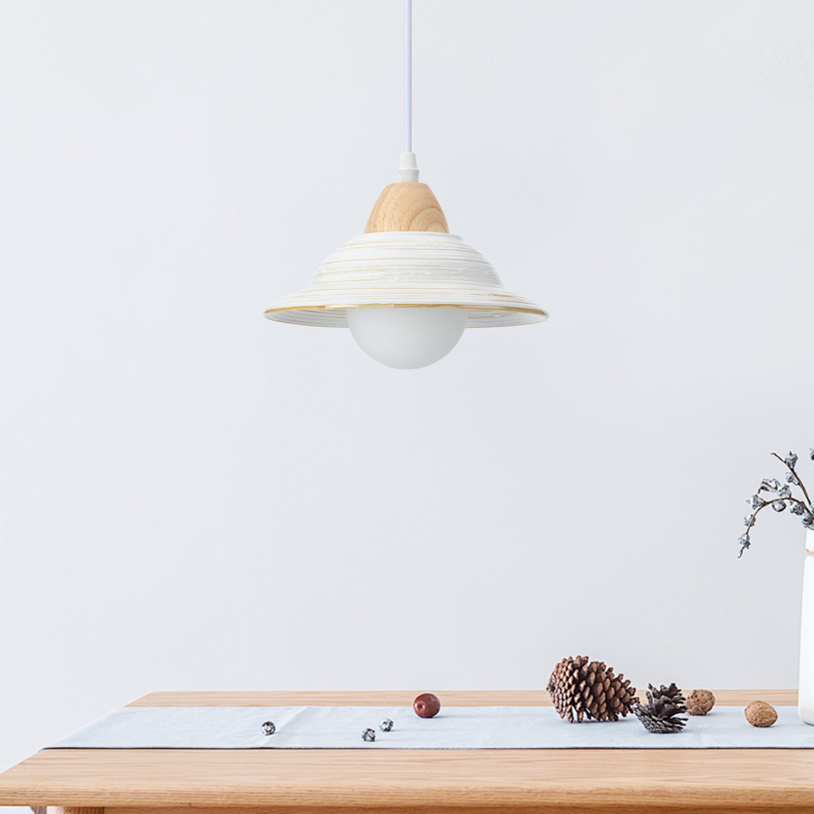 White Ceramic Pendant Light - Creative Milky Hat Design for Interiors