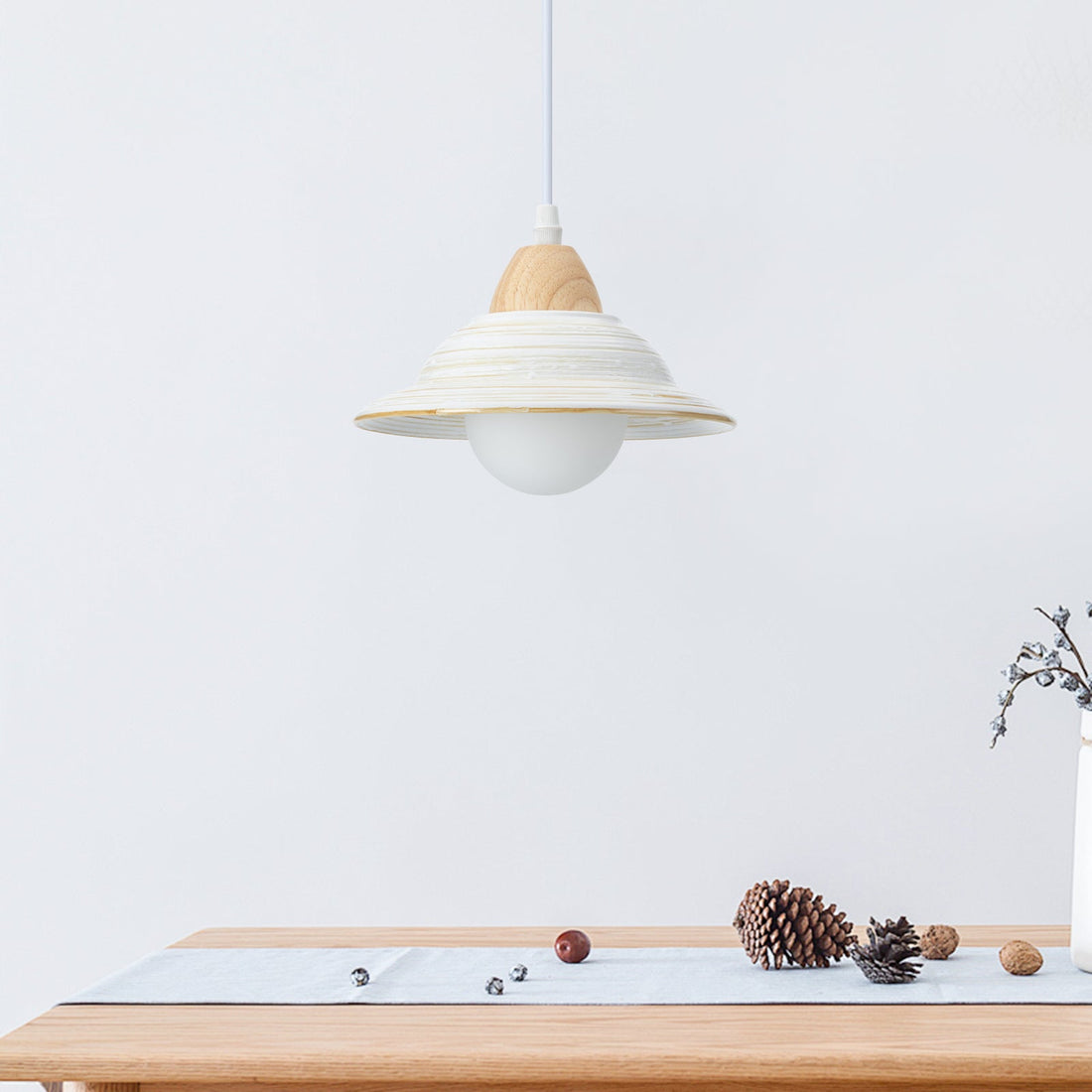White Ceramic Pendant Light - Creative Milky Hat Design for Interiors