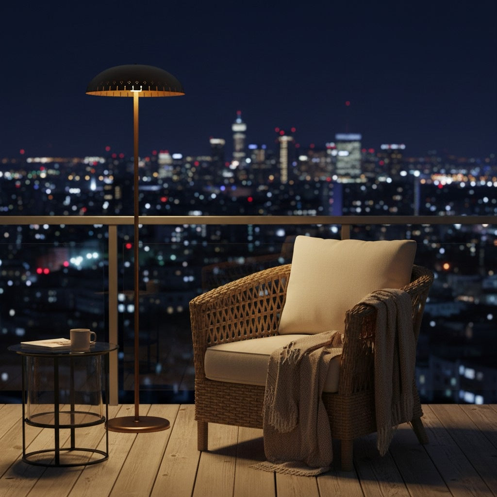 Lustrona Metal Standing Floor Lamp – Modern Half-Dome Shade Accent Light for Home Styling