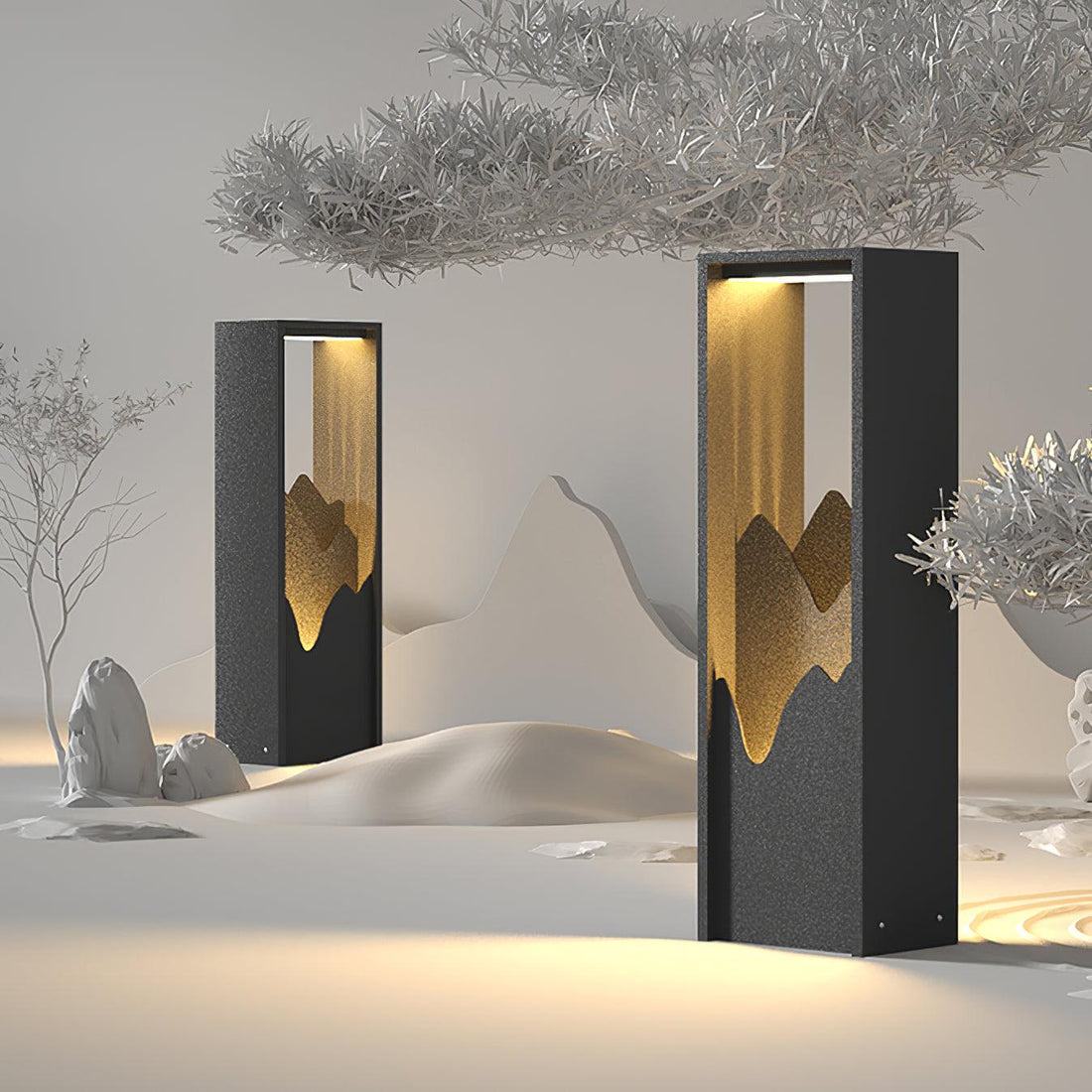 Modern Solar Outdoor Light - Square Lamp Stainless Steel for Garden
