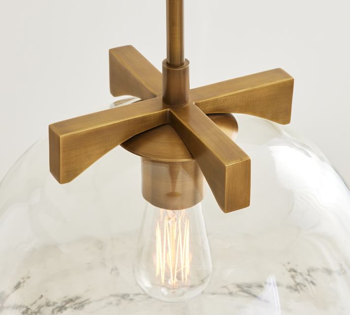 Auria Metal Brass Pendant Lighting - Vintage Finish with Glass Shade