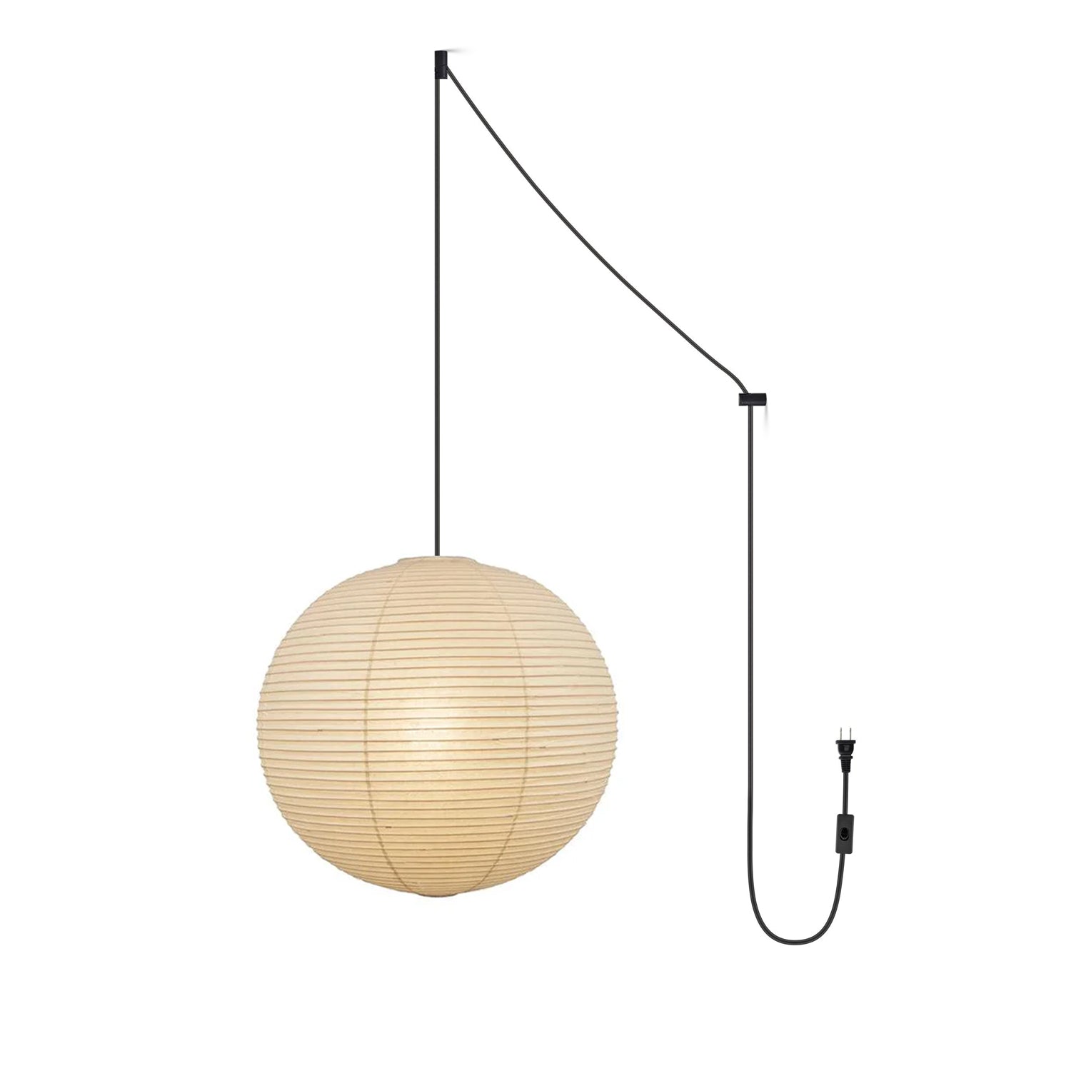 Mid-Century Pendant Swag Light - Japanese Paper Lamp for Bedroom
