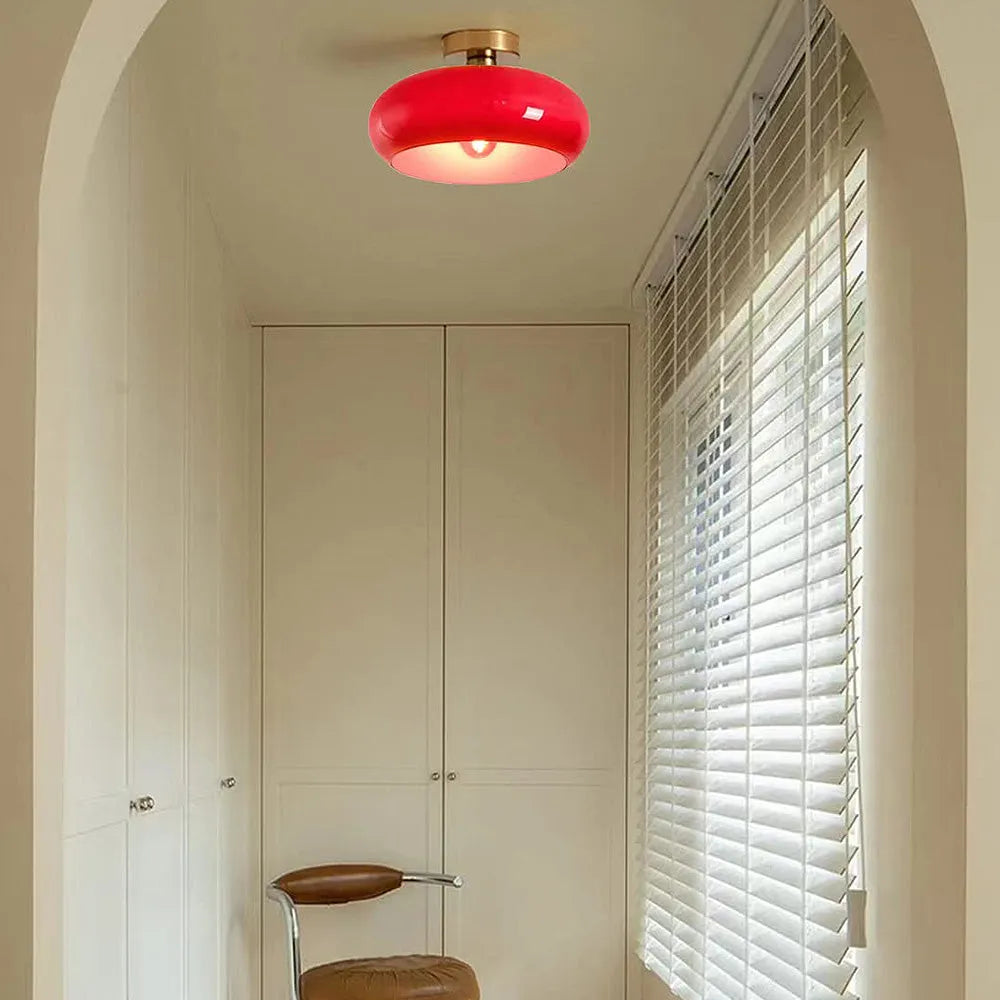 Retro Glass Ceiling Light - Round Fixture for Living Room