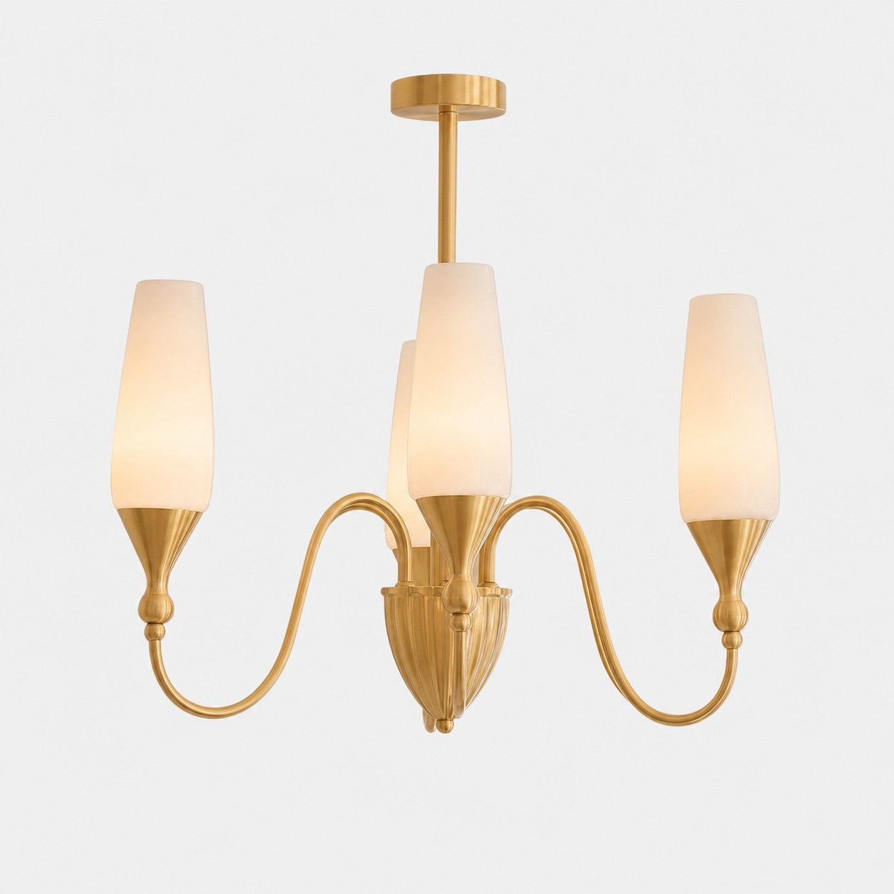 French Copper and Glass Chandelier for Dining Room