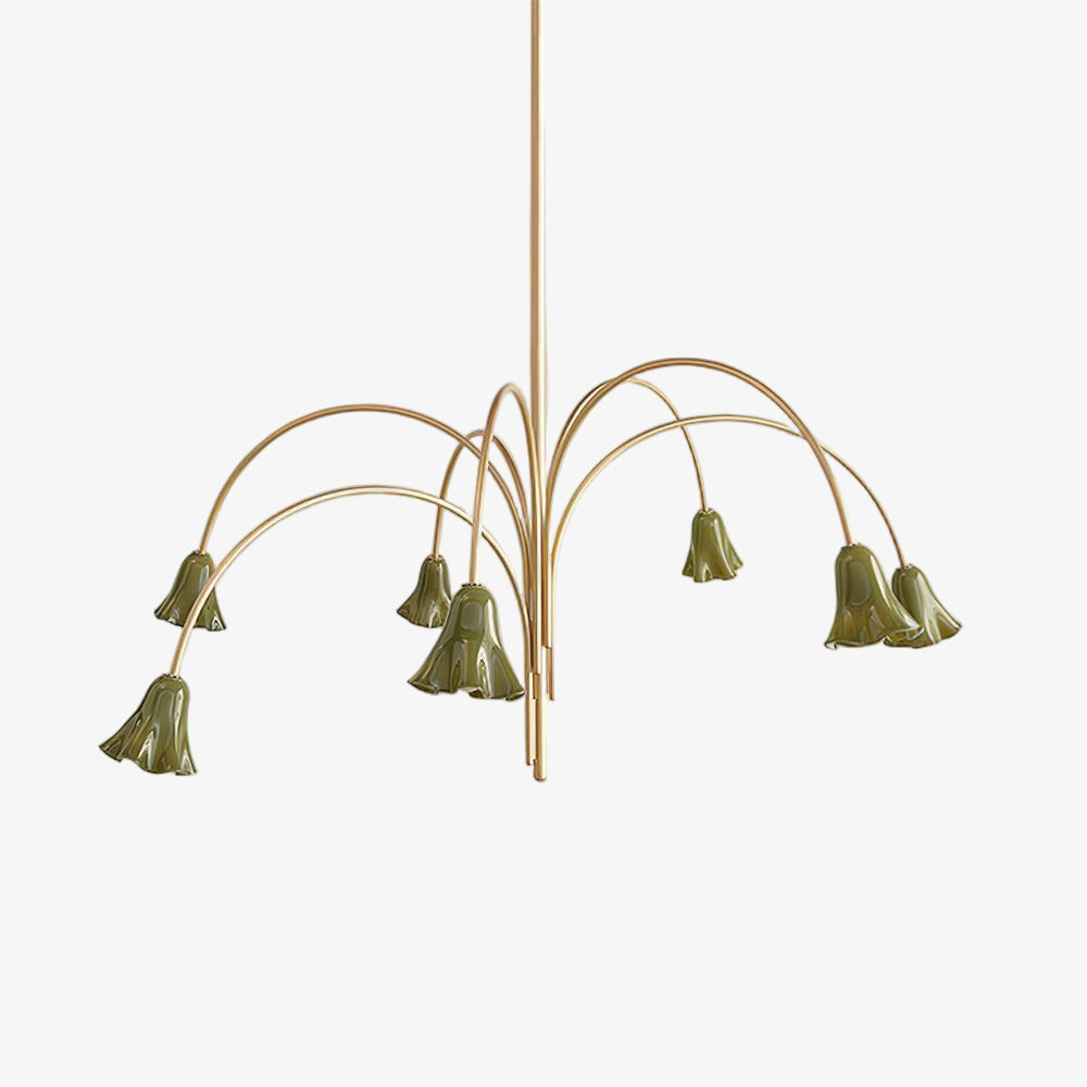 Bellina Moderner romantischer Kronleuchter – Botanisches Liliendesign mit Glasblumen