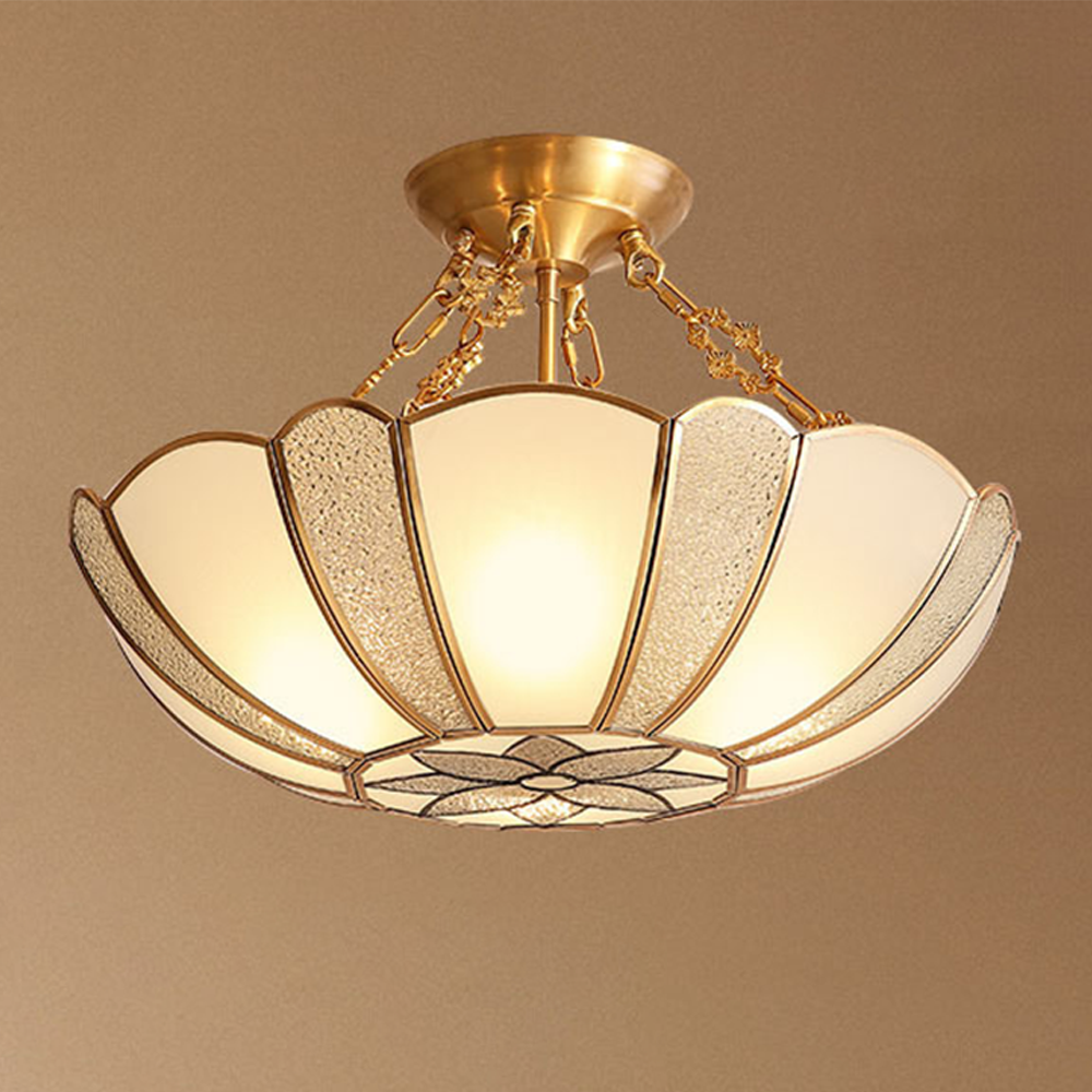 Semi Flush Ceiling Lamp - Traditional Glass Multi-Light Fixture