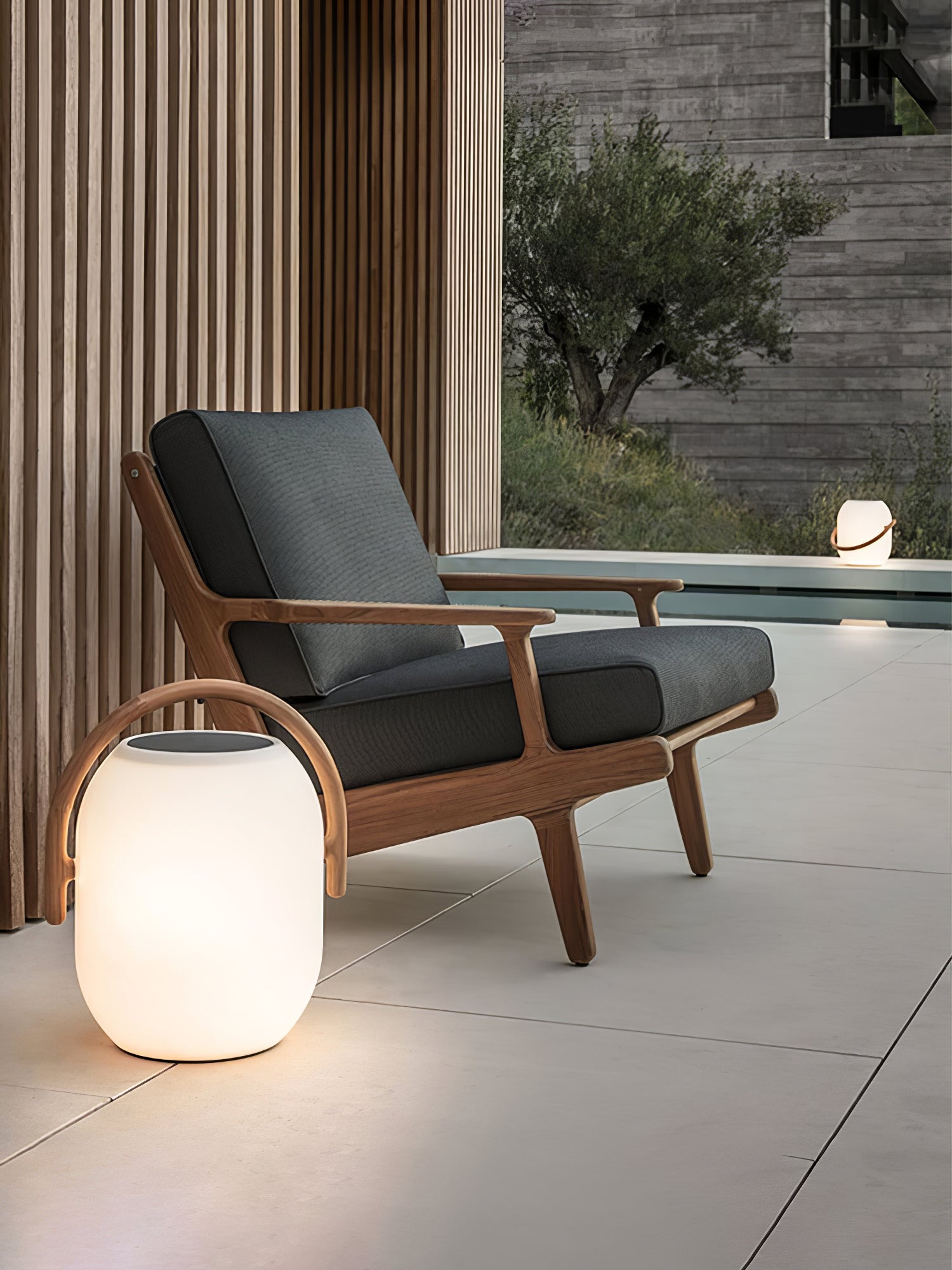 Solar Outdoor Lantern Lamp - Outdoor Decor Light with Wooden-Handle