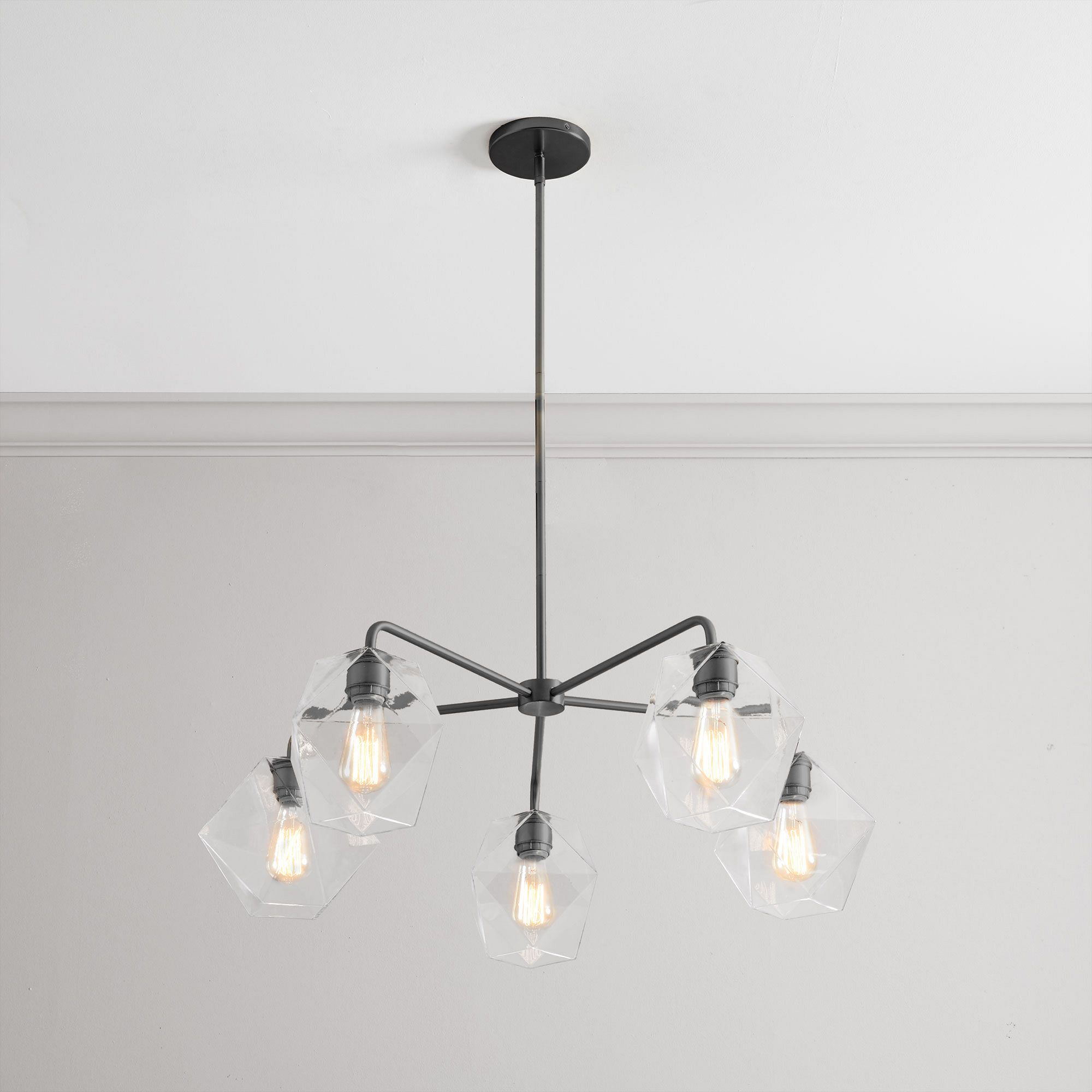 Talvior Sculptural 5-Light Chandelier - Faceted Design, Modern Finishes - Illuminate Spaces