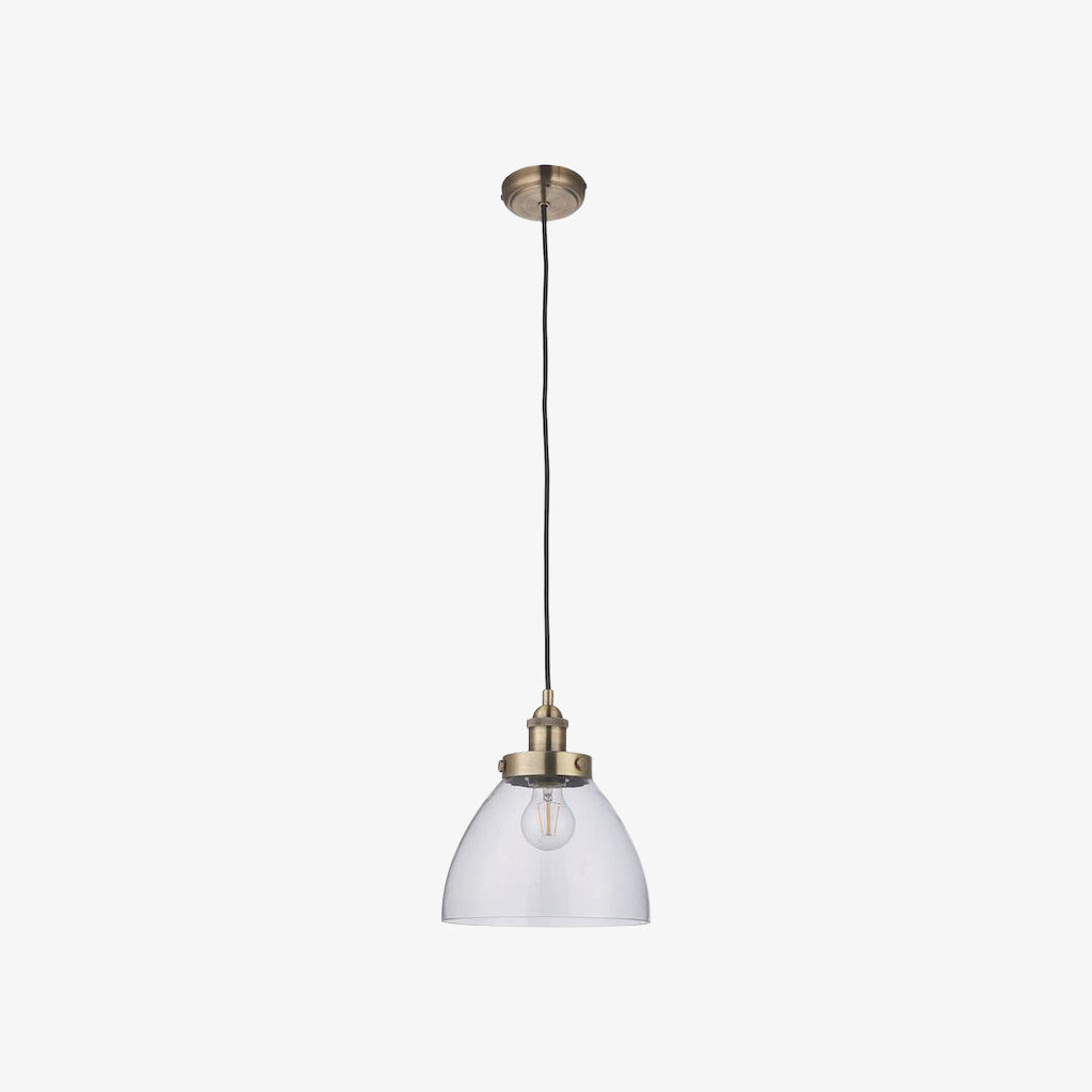 Novera Art Deco Dome Adjustable Height Glass Shade Pendant Light - Living Room