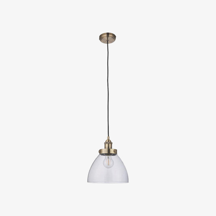 Novera Art Deco Dome Adjustable Height Glass Shade Pendant Light - Living Room