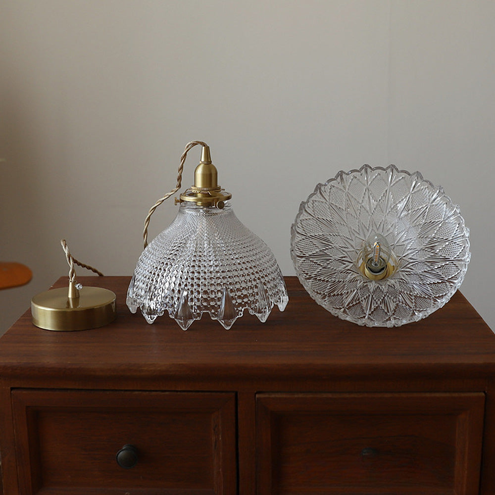 Vintage Glass Pendant Light - Disc Design Fixture for Dining Entryway