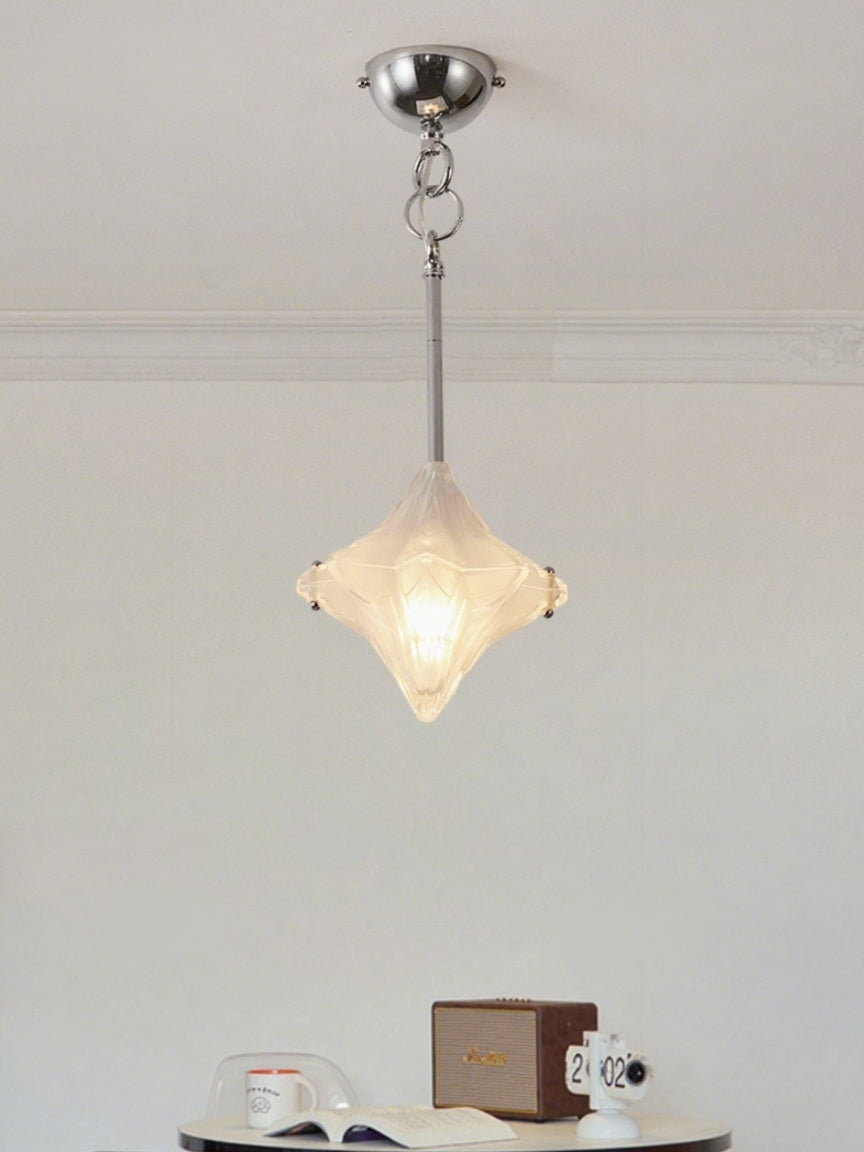 Art Deco Astris Elara Star Pendant Light - Frosted Glass Pendant with Geometric Style