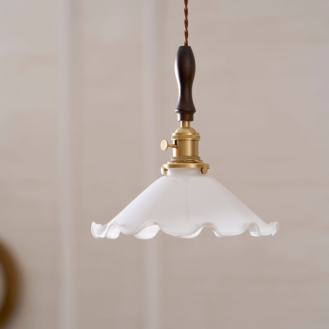White Sculptural Glass Plug-In Pendant