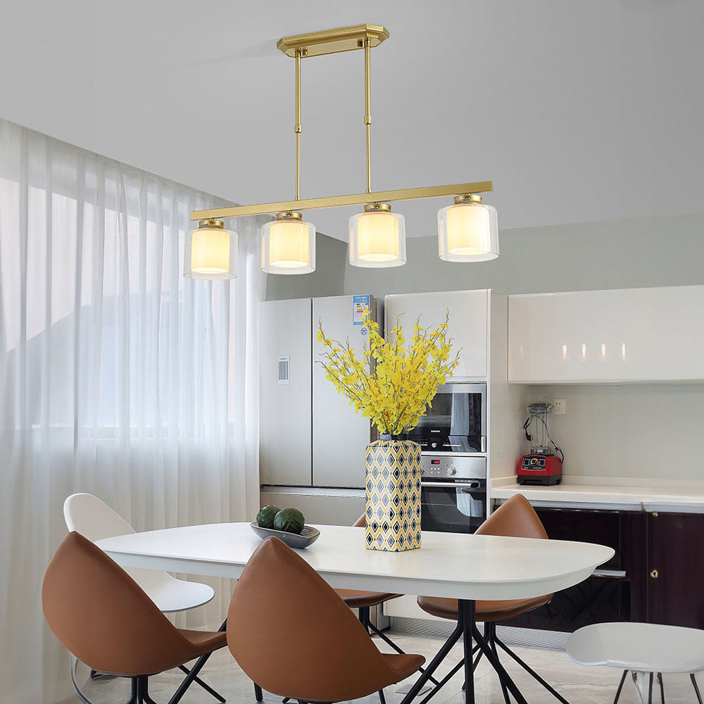 Kitchen Island Pendant Light - Modern Adjustable Height Glass Lighting