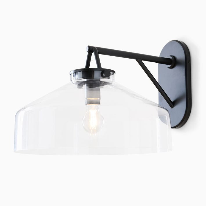 Hanton Metal Outdoor Wall Sconce - Matte Black Industrial Light Fixture