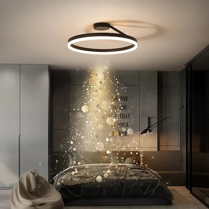 Metal Circle Ceiling Light - Minimalist LED Lamp for Living Room