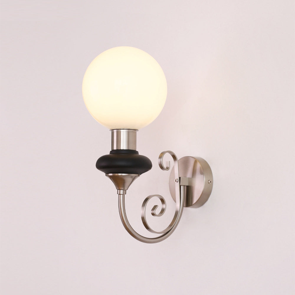 Retro Glass Wall Lamp - Single Ball Light French Style for Hallway