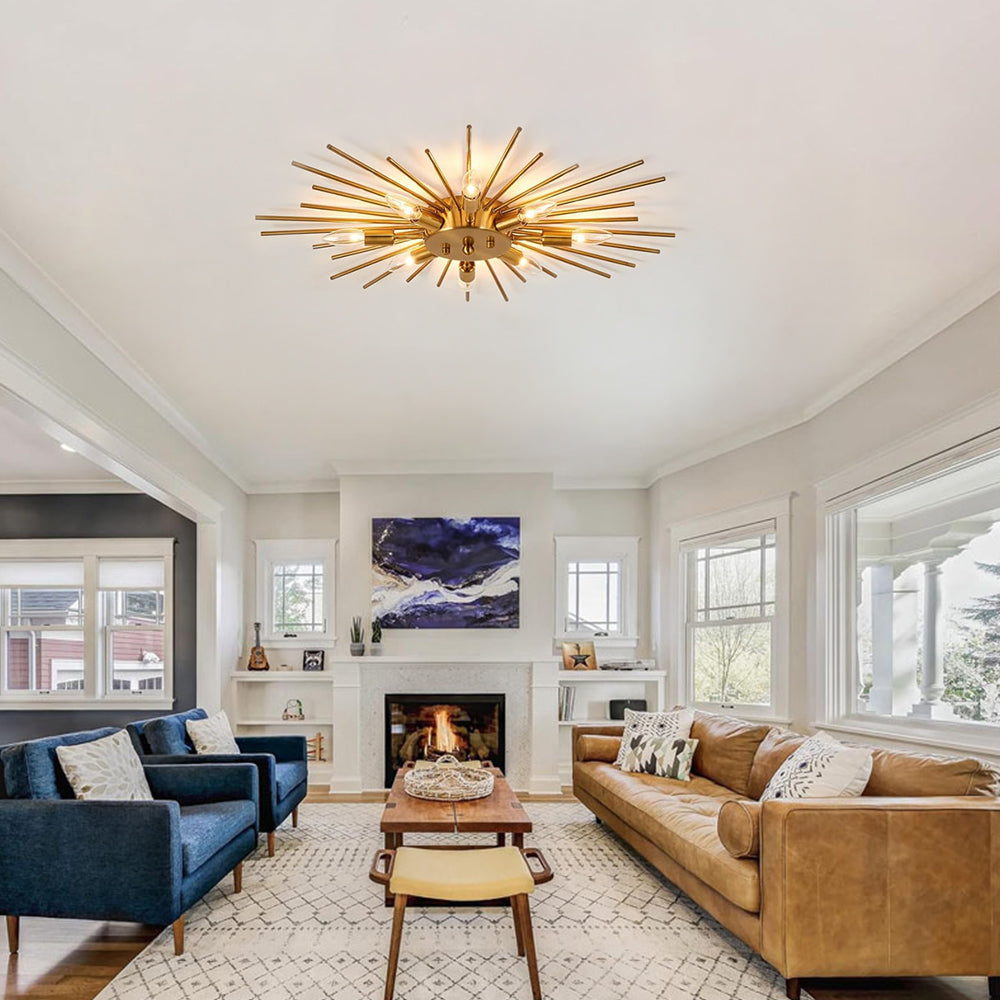 8 Lights Modern Aluminum Ceiling Light – Industrial Living Room Design