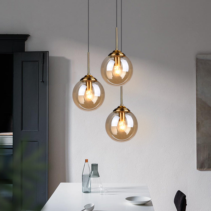 Glass Orb Pendant Light -  Industrial Ball Metal Lamp For Living Room