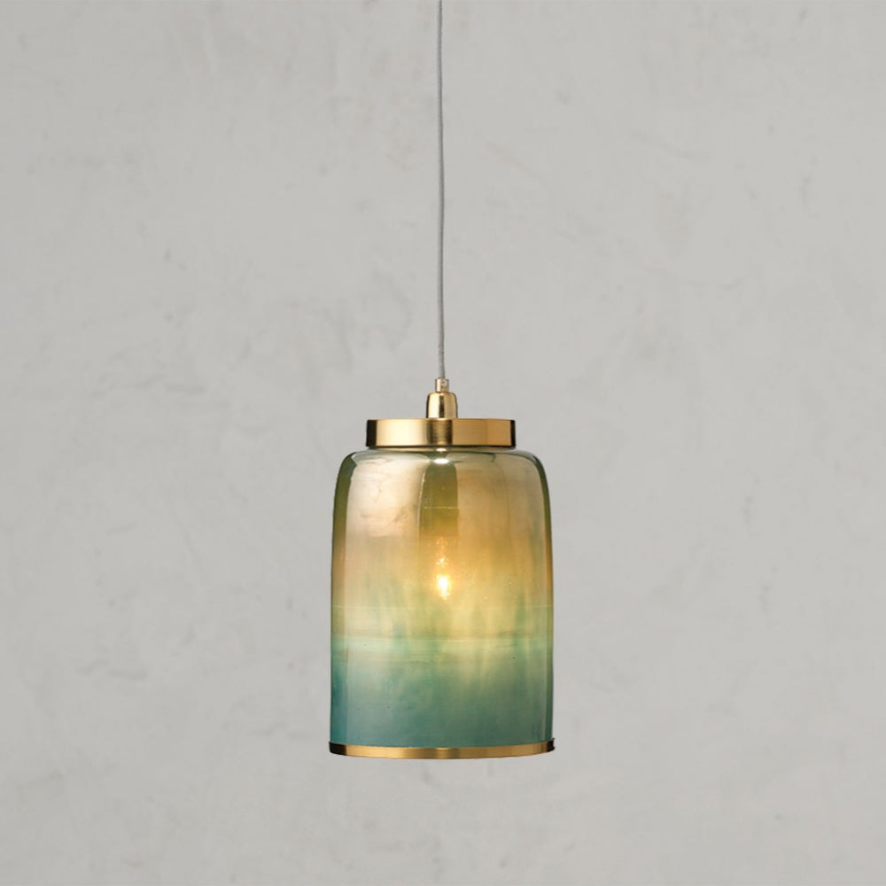 Helvo Green and Gold Hanging Pendant - Stylish Glass Lamp for Interiors
