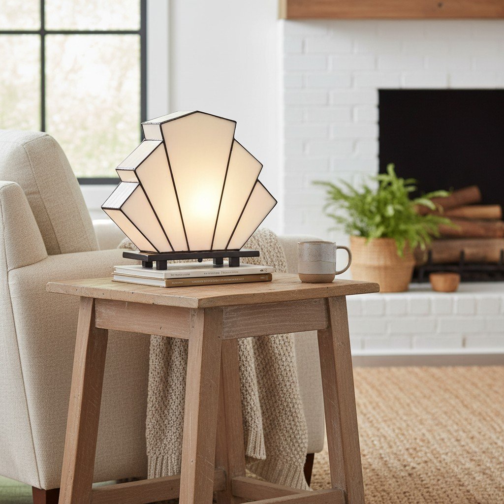 Kelsar Classic Stained Glass Table Lamp – Hand Cut Stained Glass Art Deco Table Lamp for Living Room or Bedroom