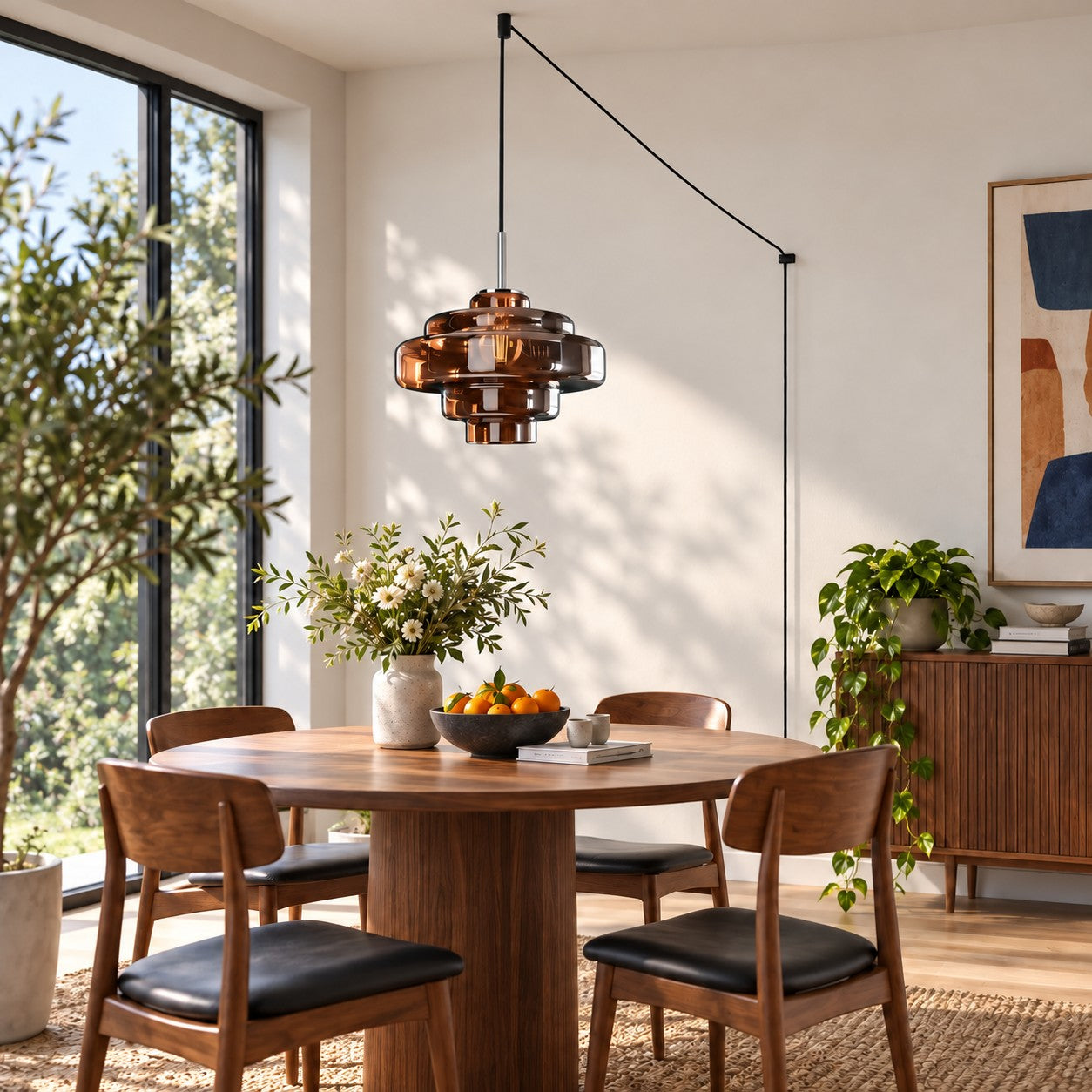 Koloro Millie Glas-Pendelleuchte mit Stecker - Retro-Pendelleuchte in bunten Farben für moderne Innenräume
